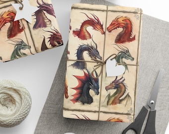 Drachenköpfe Geschenkpapier - Fantasy Art Geschenkverpackung