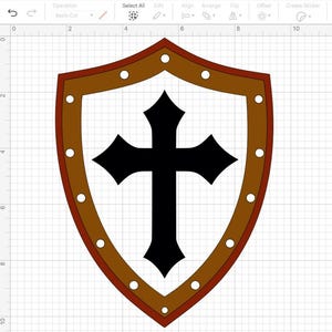 Sköld med kors PNG, SVG | Digital nedladdning, vektor clipart, religiöst emblem, korsfararskölddesign