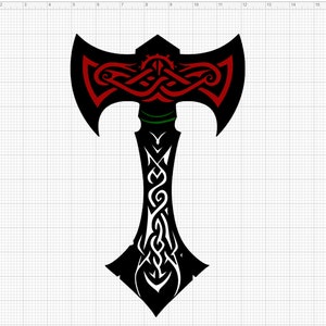 Viking Mjölnir Hammer Tribal Design - High-Resolution PNG & Editable SVG for Cricut