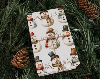 Snowmen Wrapping Papers, Christmas Gift Wrap, Holiday Gift Wrap, Festive Wrapping Paper, Vintage Snowmen Decor, Matte or Glossy Finish
