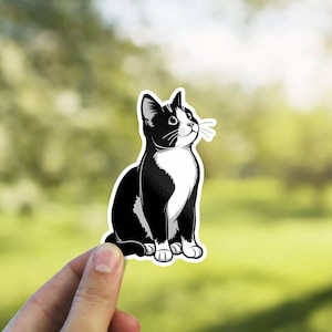 Black and White Cat Sticker - Kiss-Cut Stickers