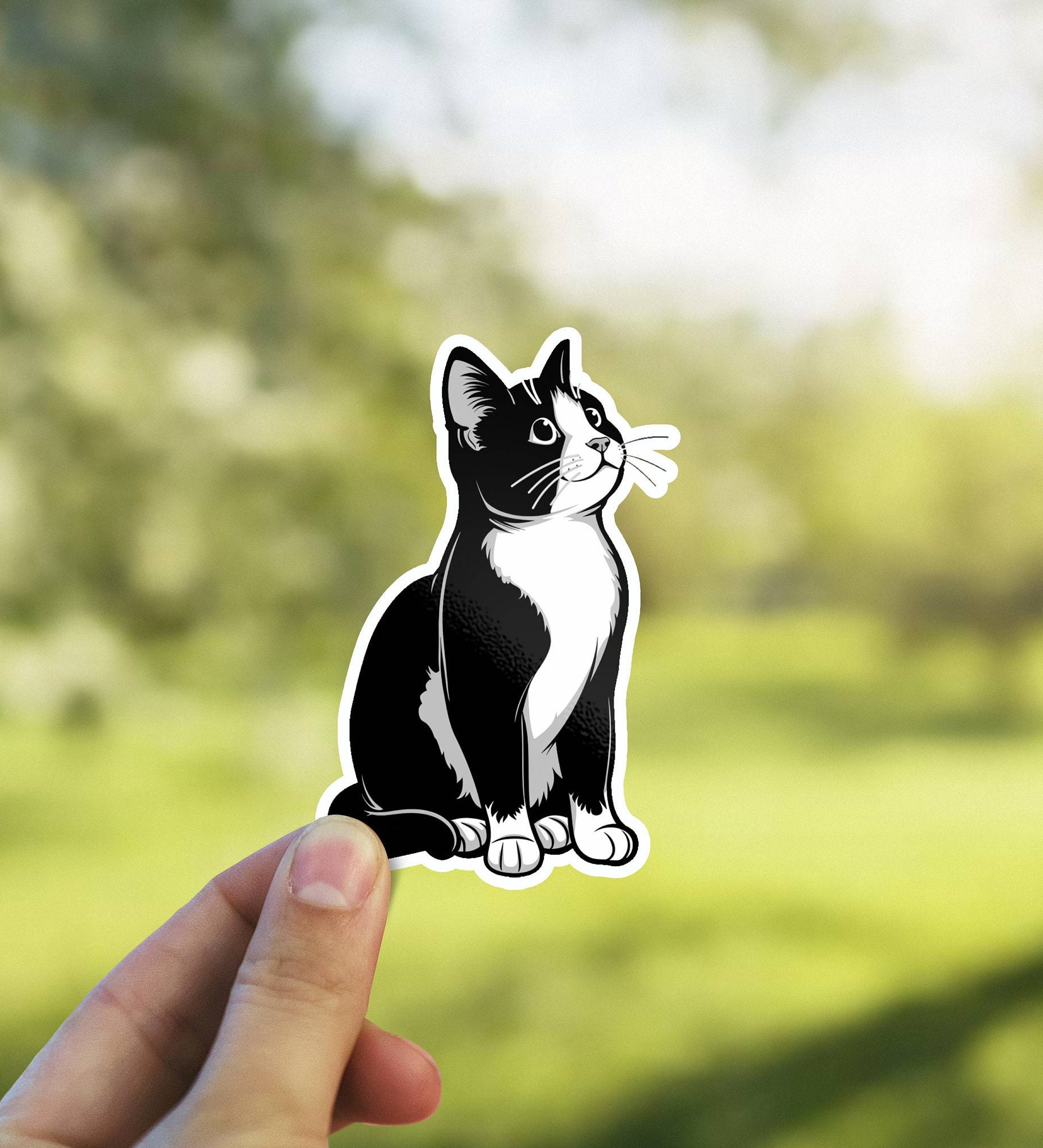 白黒猫ステッカー - キスカットステッカー - Etsy 日本