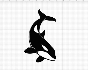 Sylwetka wieloryba orki PNG i SVG | Sztuka plemienna życia morskiego | 2-warstwowy plik Cricut Cut do majsterkowania | Wysoka rozdzielczość 300 dpi