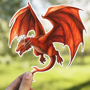 Meleys the Red Dragon GOT Kiss-Cut Stickers, Cute Laptop Stickers, Fantasy Dragon