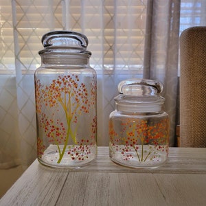 Vintage Floral Glass Canister Set: Cottage Kitchen Storage