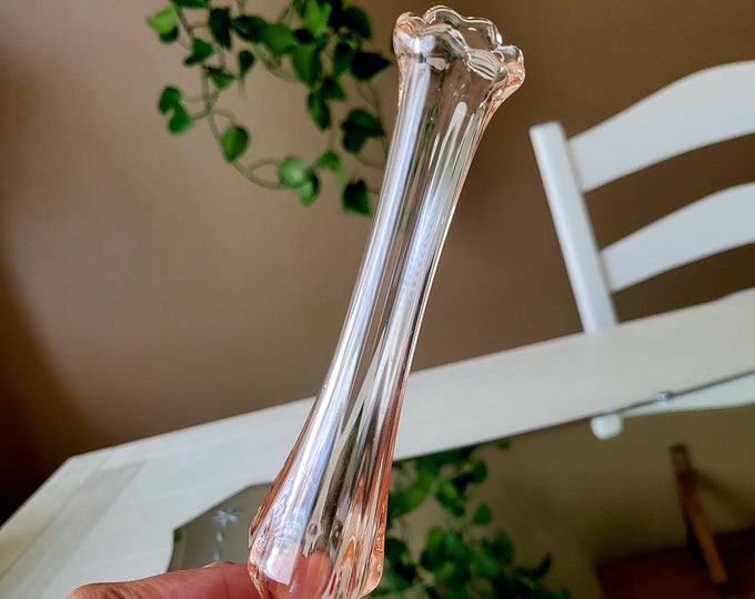 Pink Swung Vase/ Vintage Pink Depression Glass Bud Vase/ Mid Century