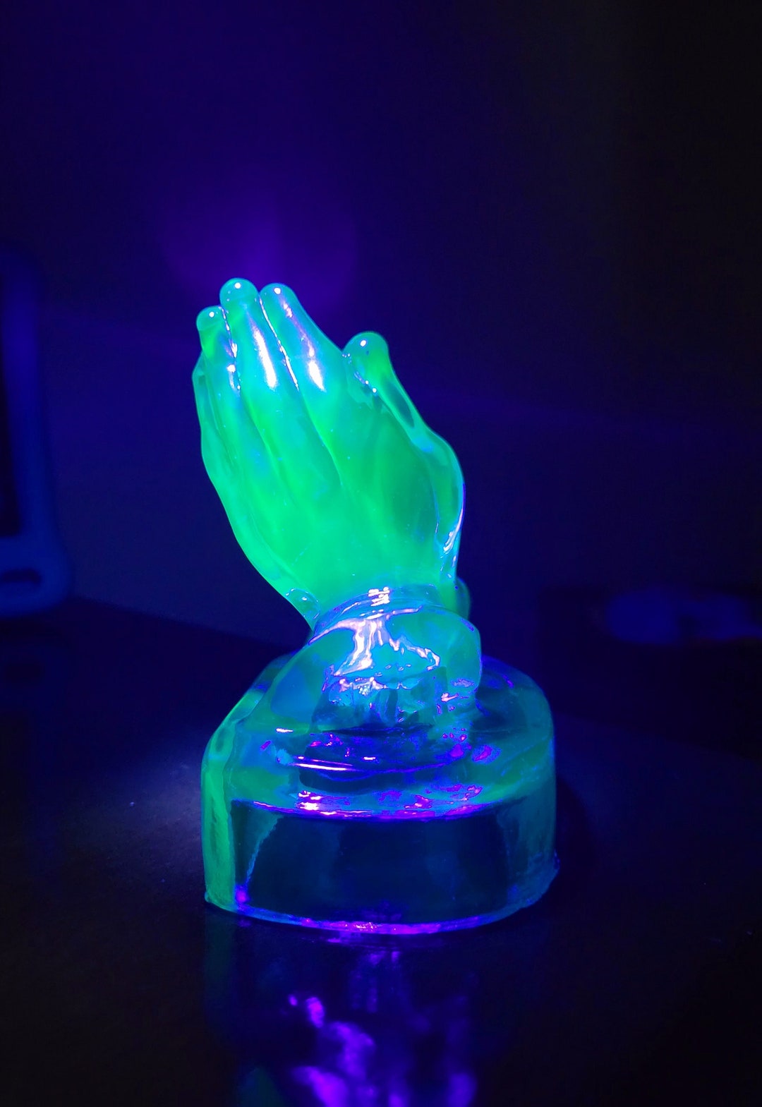 Vintage Kanawha Glass Praying Hands/ Blue Glass Praying Hands/ - Etsy