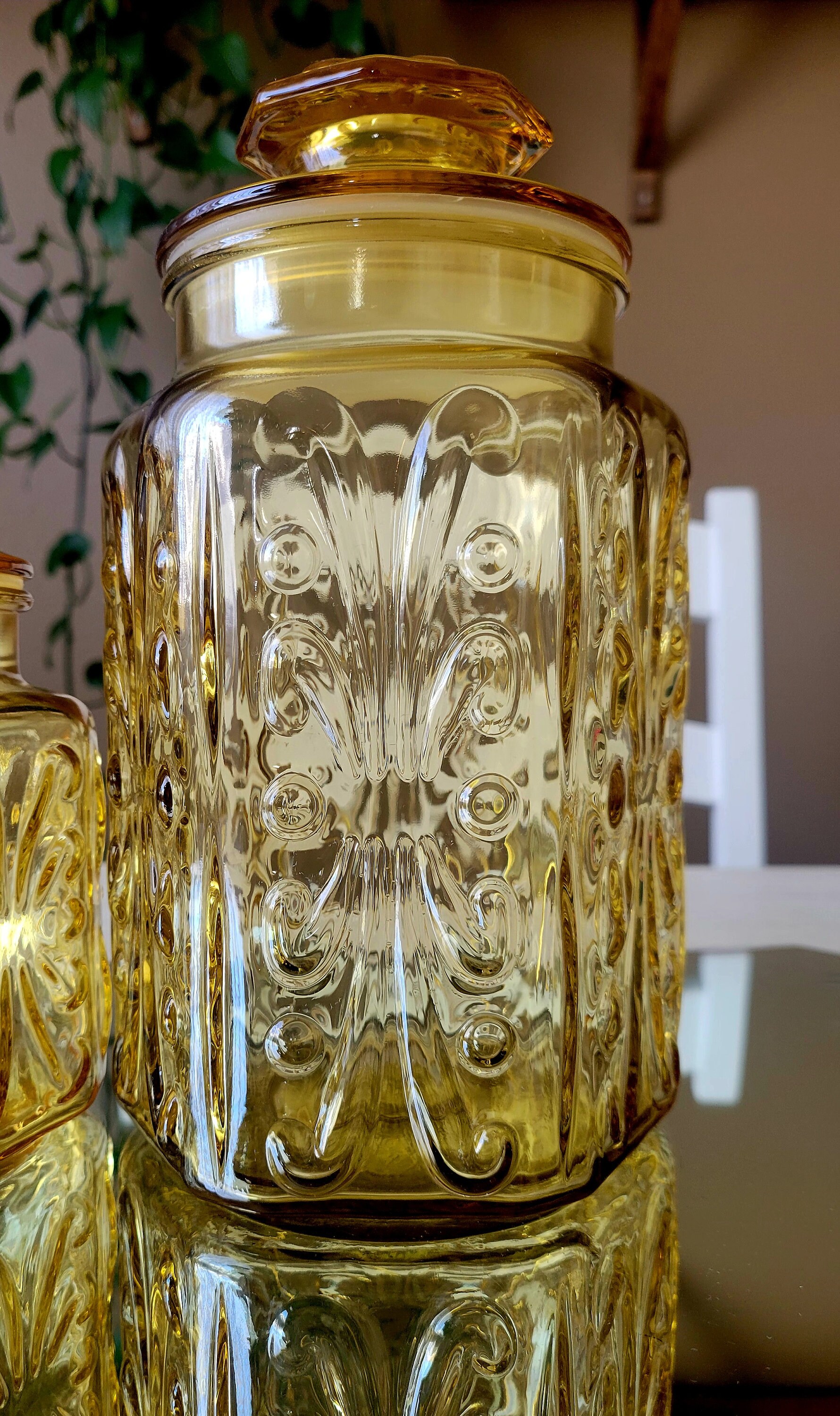 Federal Glass Big Show off Canister Set in Sun Glass Gold - Etsy
