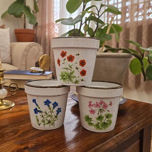Vintage Takahashi Floral Planter: Speckled Ceramic Plant Pot, 1970s Decor