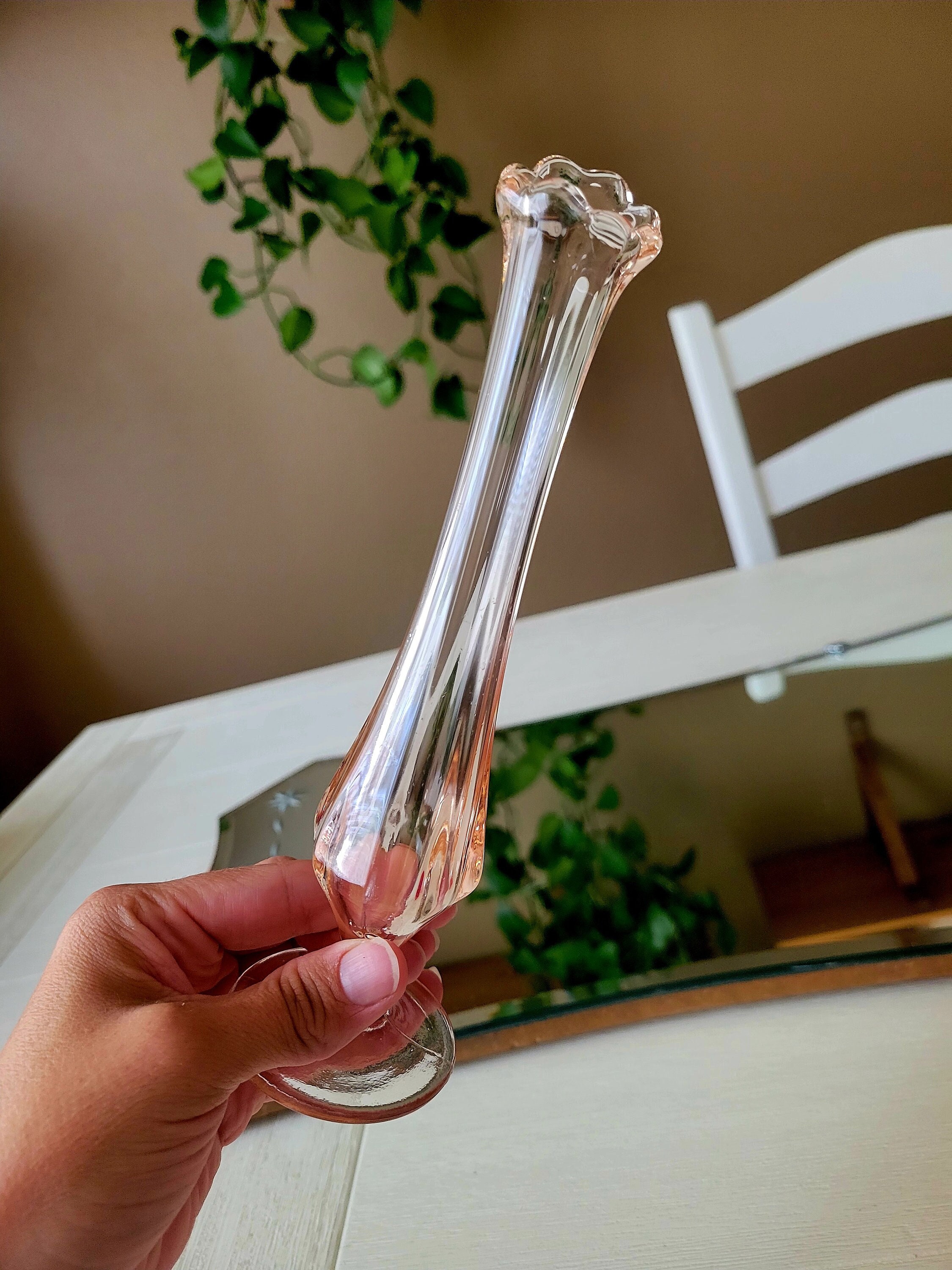 Pink Swung Vase/ Vintage Pink Depression Glass Bud Vase/ Mid Etsy