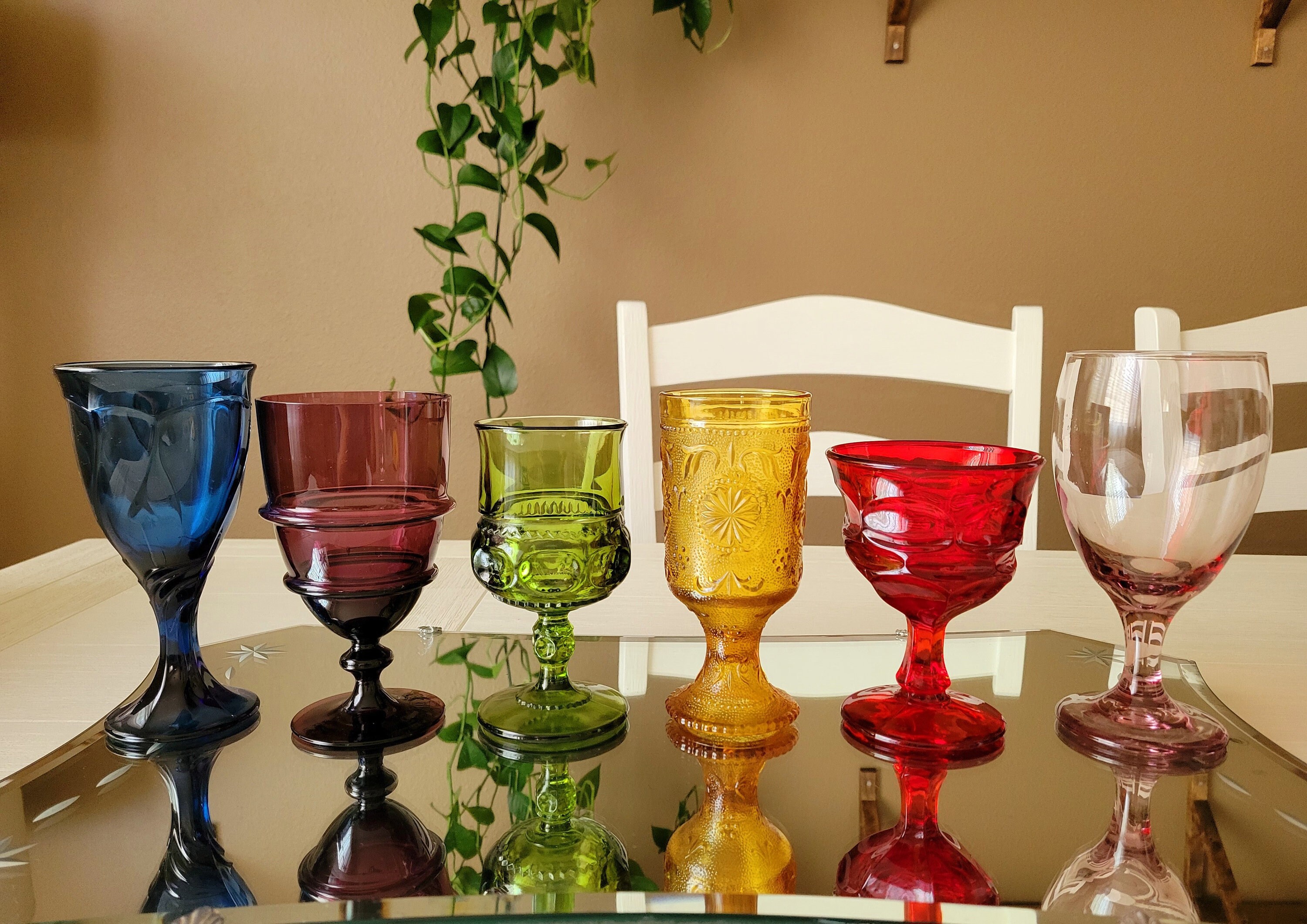 Hobnail and Stained Glass Goblets and Cups