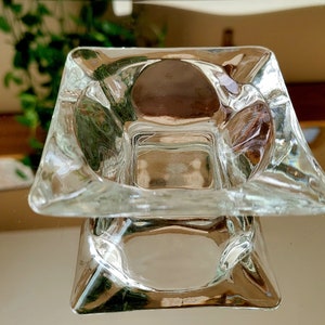 Mid Century Clear Glass Ashtray: Vintage 4-Slot Design