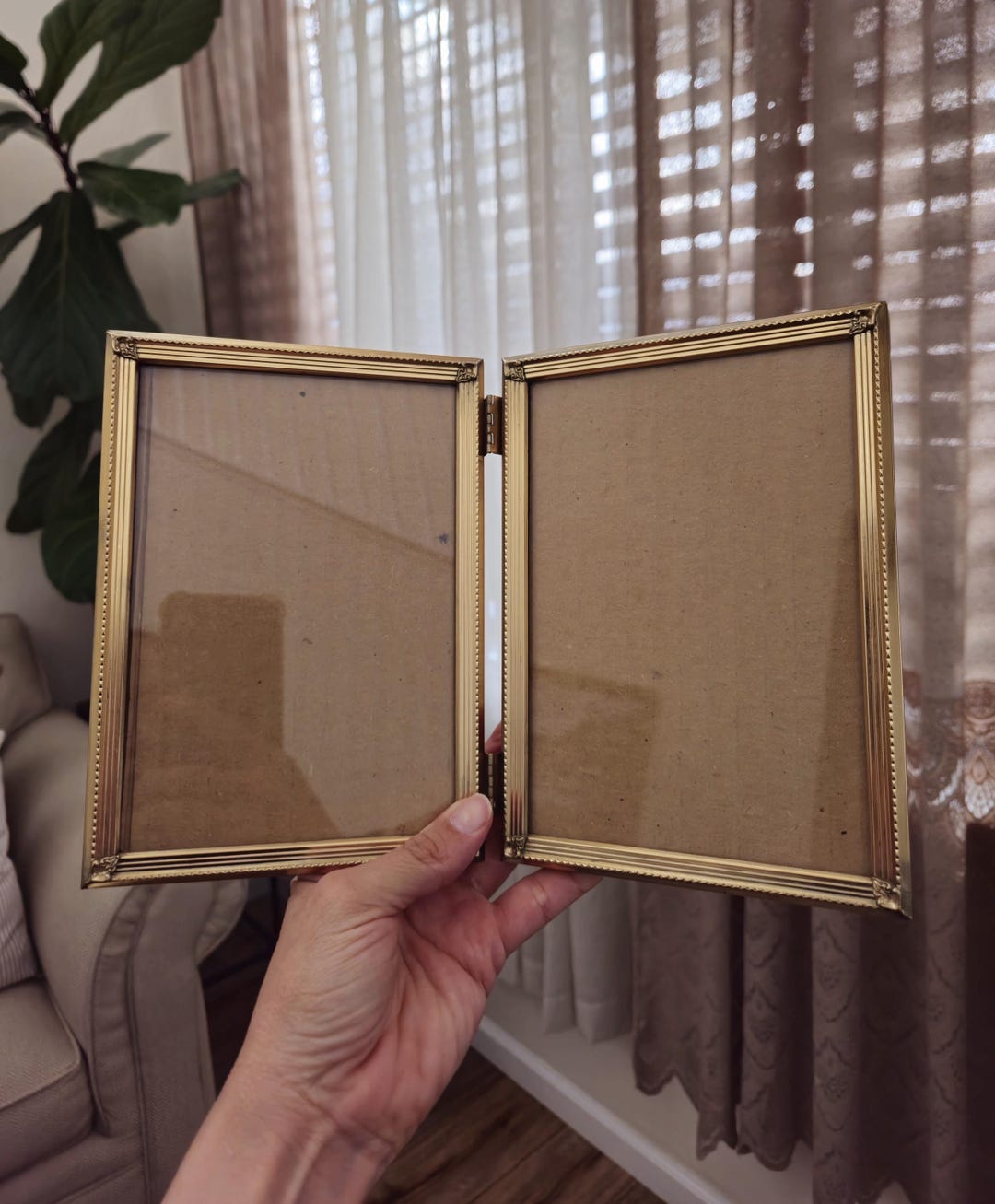 Vintage Metal Picture Frames/ Brass Picture Frames/ Double Photo Frames ...