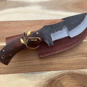 Custom Gift Handmade Forged Carbon Steel Tracker Hunting Knife with Wooden Handle, Best Birthday & Anniversary Gift for Him, Groomsmen Gifts