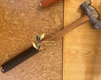 Damascus Steel Handmade Hammer, Custom Gift Viking War Hammer with Ashwood Handle & Leather Sheath, Best Collection Tool for Woodworker