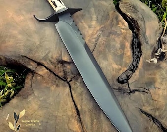 Custom Gift Handmade High Carbon Steel Hunting Knife with Stag Horn Handle, Best Birthday Gift for Husband, Christmas Gifts for Men, Women