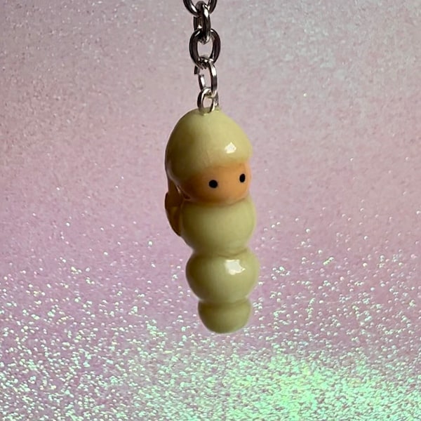 teeny glo worm charm / glows in the dark kawaii phone charm keychain nostalgic toy 80’s 90’s weirdly dreamy
