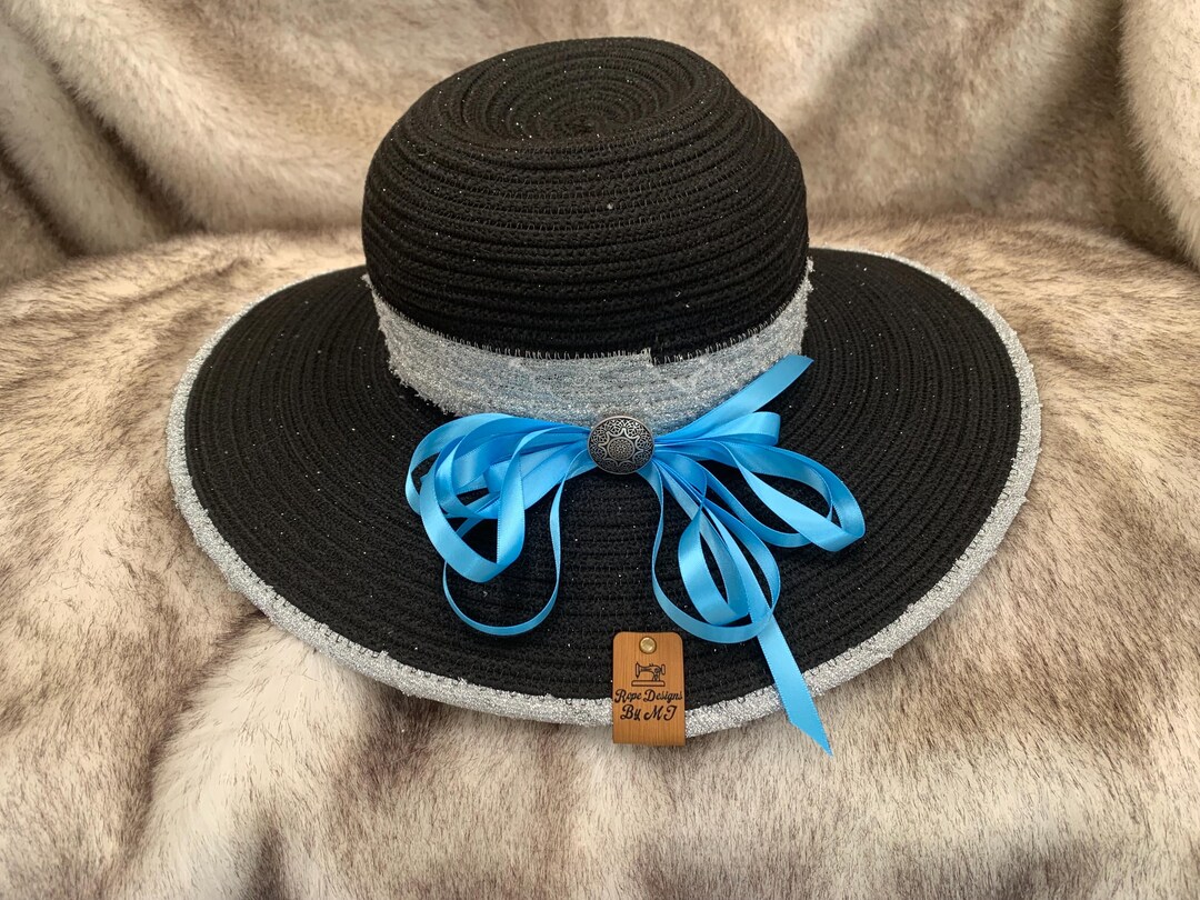 Black Rope Hat - Silver Trim - Etsy