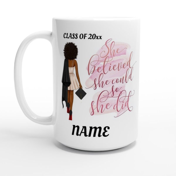 Personalized Graduation mug, Black Girl Graduation Mug, Graduation Coffee Mug, Black Girl Magic Mug,Graduation Mug 2022 Boss Girl 15oz Mug