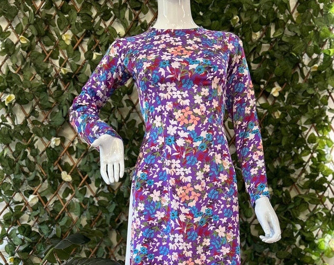 Beautiful Purple Floral Silk Ao Dai Vietnamese Traditional Long Dress for Women