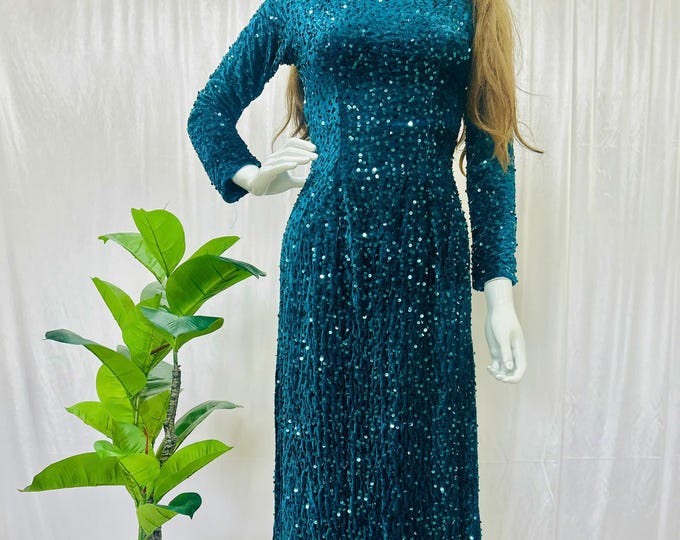 Tiffany Luxurious Sequin ao dai, Ao dai for Bride mother of Bride/Groom, Ao dai truyen thong Dep