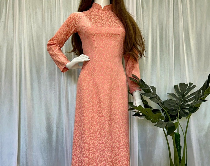 Brocade Traditional Vietnamese Ao Dai - Dual-Tone. Gam Silk Premium Ao Dai | Luxury Áo Dài Gấm Cao Cấp