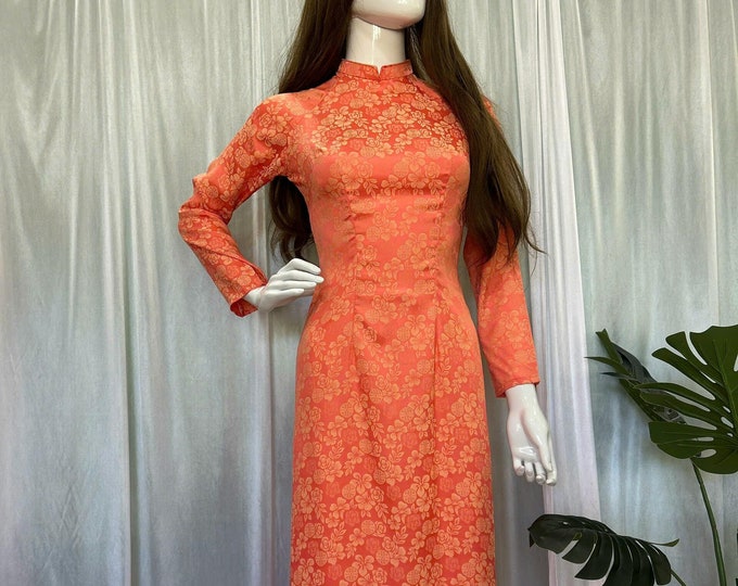 Brocade Traditional Vietnamese Ao Dai - Dual-Tone | Gam Silk Premium Ao Dai | Luxury Áo Dài Gấm Cao Cấp