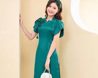 Beautiful Hand-made Vietnamese Ao Dai, Modernized Ao Dai Ao Dai Cach Tan Dep