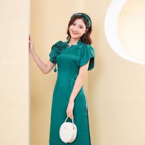 Beautiful Hand-made Vietnamese Ao Dai, Modernized Ao Dai Ao Dai Cach Tan Dep