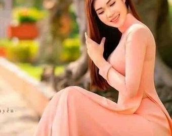 Beautiful Pink Plain Ao Dai, Ao Dai for women, Bridesmaid's ao Dai, Ao Dai Tron Mau Hong Áo dài Trơn