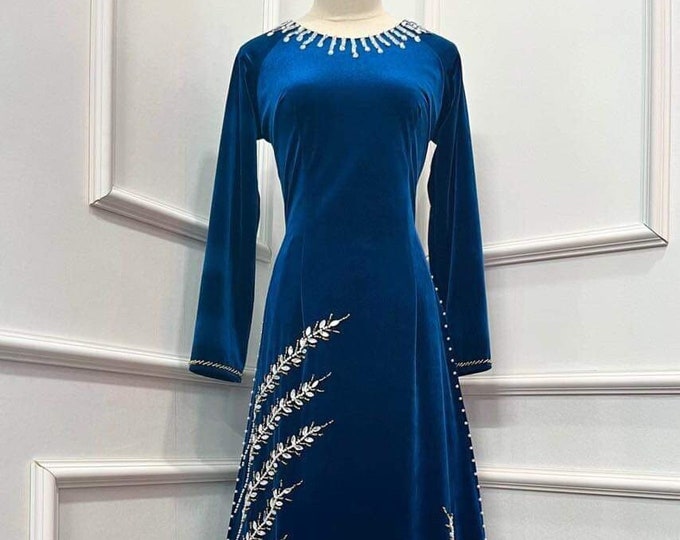 Luxurious Designed Velvet Ao Dai Vietnamese Traditional Ao Dai