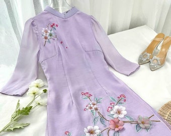 Purple Modernized Handmade Ao Dai, Ao Dai Cach Tan Viet Nam  cao Cap, Áo Dài Cách Tân việt nam cao cấp