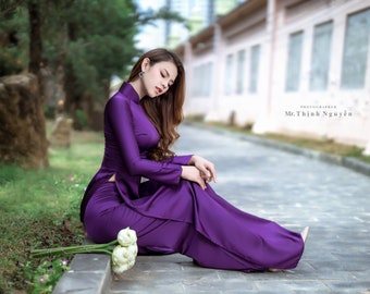 Hand-Made Purple Traditional  Vietnamese Ao Dai