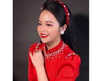 Luxurious Red Traditional Ao Dai for women