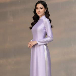 Purple Hand-Made Traditional Vietnamese Ao Dai, No Pearls, Van Go Silk Ao Dai, Ao Dai Lua Van Go Cao Cap