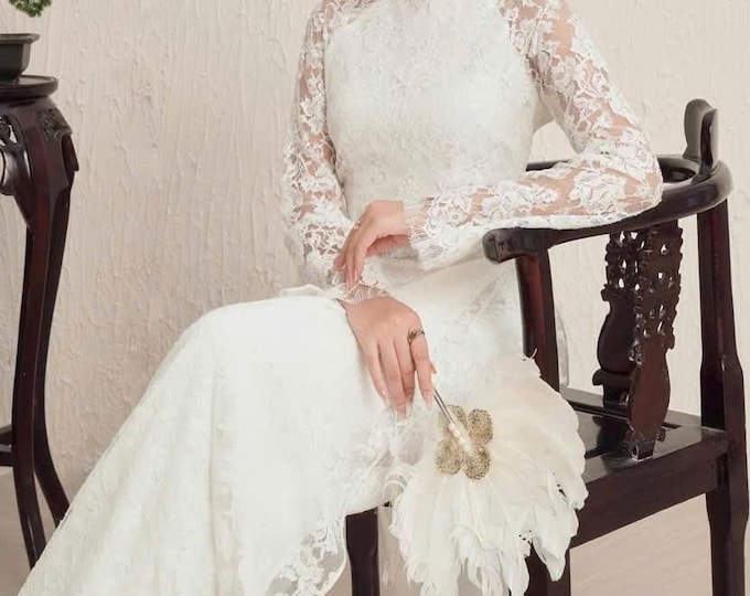 Luxurious White Ao Dai for The Bride, Ao Dai Co Dau Mau Do, Áo dài Trắng Cô Dâu