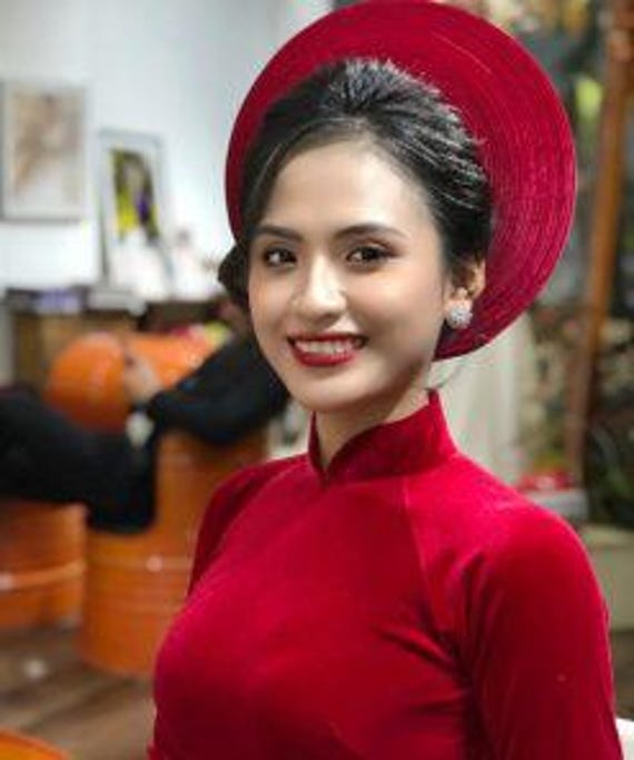 Red Bridal Headpieces L Headband -khăn Đống,khan Dong Pre  display picture 1