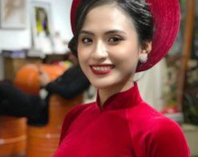 Red Bridal Headpieces l Headband -Khăn Đống,Khan Dong Pre-made Vietnamese Ao Dai Accessories | Vietnamese Wedding Accessories Ao Dai