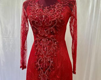 Luxurious Red Ao Dai for The Bride, Ao Dai Co Dau Mau Do, Áo dài Đỏ Cô Dâu