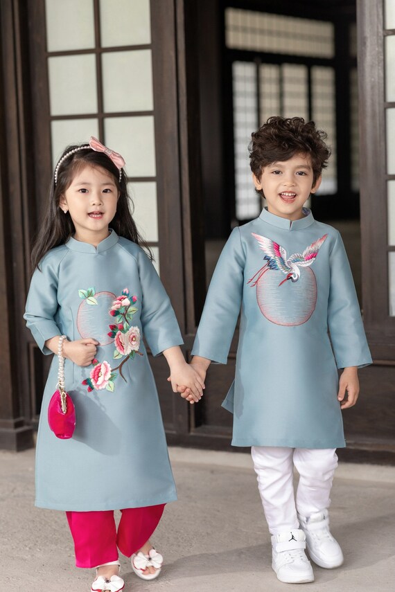 Beautiful Taffeta Ao Dai for Kids Children s Ao Dai Ao Dai for Boys Ao Dai for Girl Boy s Ao Dai Girl s Ao Dai Ao Dai Be Trai Be Gai Etsy Canada