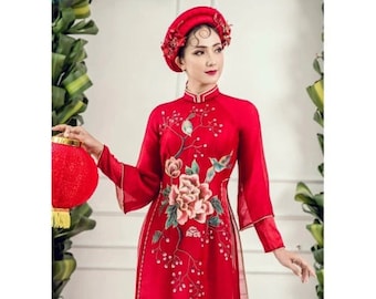 Beautiful Red Ao Dai for Woman