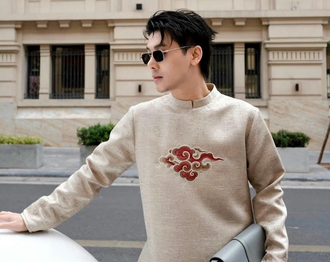 Handcrafted Groom Ao Dai, Vietnamese Long Dress, No Pants