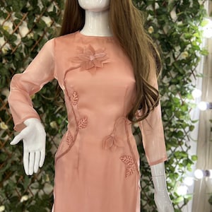 Hand-made Double layers Vietnamese Ao Dai, Modernized Ao Dai Ao Dai Cach Tan Dep Hai Lop image 1