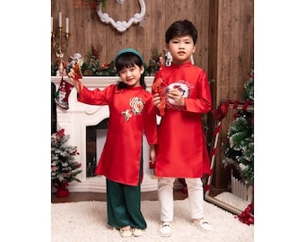 Vietnamese Ao Dai for Boys and Girls , Ao dai Cach Tan Cho be Trai Be Gai, Áo Dài Cho Bé Gái Bé Trai