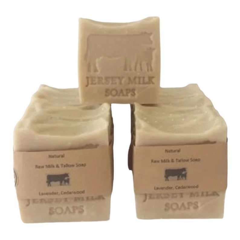 RAW MILK TALLOW Soap Bar, Raw Cow Milk, Grass Fed Tallow, Old Fashioned Unscented Hypo-Allergenic Soap Bar Nourish, Moisturize Face & Body image 2