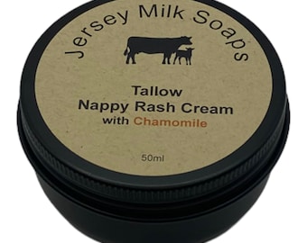 Natural Tallow Nappy Rash Cream with Chamomile NO Chemicals No parabens No Fragrances Heals Nappy Rash Eczema Sores Gluten Free Organic Safe