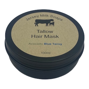 Organic TALLOW, Avocado, Blue Tansy HAIR MASK/All natural/ 100ml/4 oz/Conditioning/Split ends/Anti frizz/Dandruff treatment/No chemicals