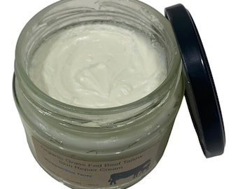 Whipped TALLOW Cream - GRASS-FED - No Additives & Fluffy Glass Jar - Lotion, Moisturizer, Skincare, Safe for Newborn + Baby, Body Butter