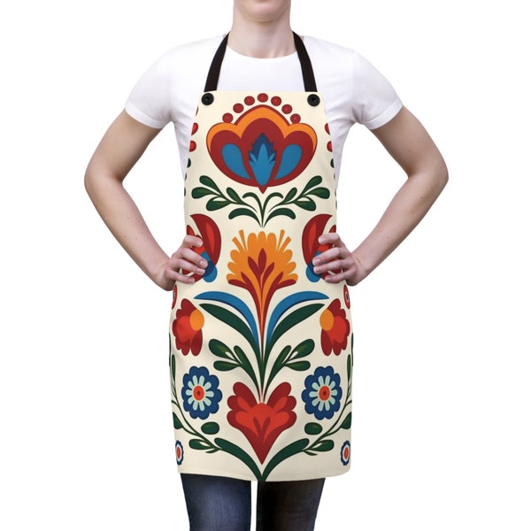 Slovak folk motif inspired Apron, kitchen gear, slavic art, folk art, folklore, floral folk art, florals, polish, slovakia, hungarian, czech