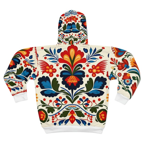 Slovak Folk Art Unisex Zip Hoodie, Folklore, Slovaquie, Boho Hoodie, Statement hoodie, pull, coloré, floral, fleurs